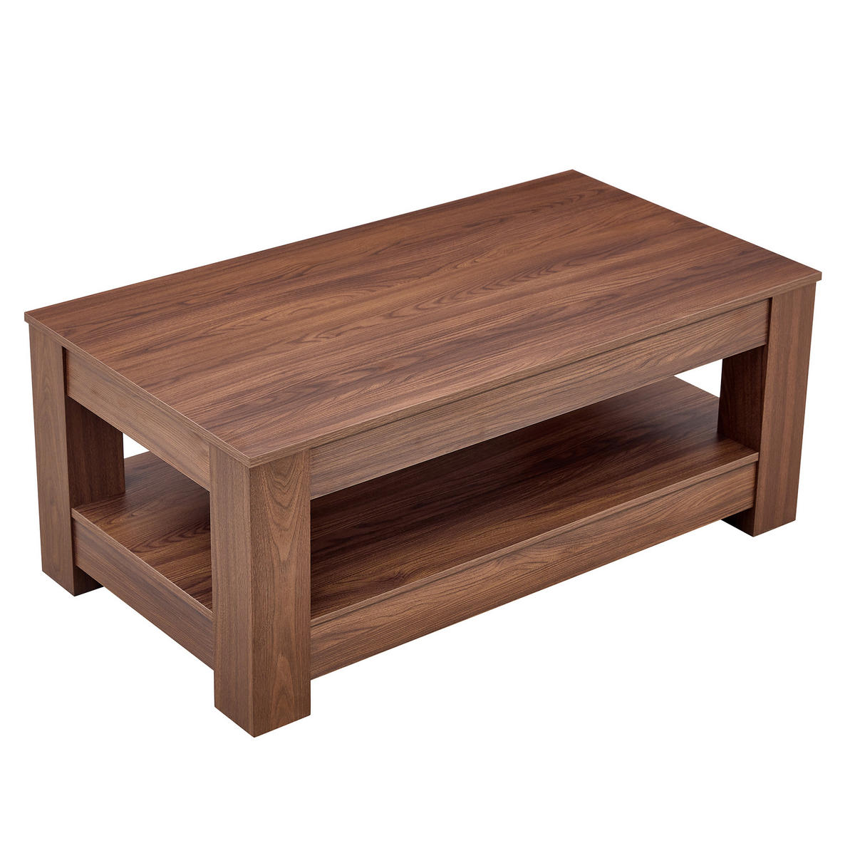 COUCHTISCH 100/50/44 cm mit 2 Ablagen, geradliniges Design und bodenschonenden Filzgleitern, Walnuss - Walnussfarben, Holzwerkstoff (100/50/44.5cm) - Redom