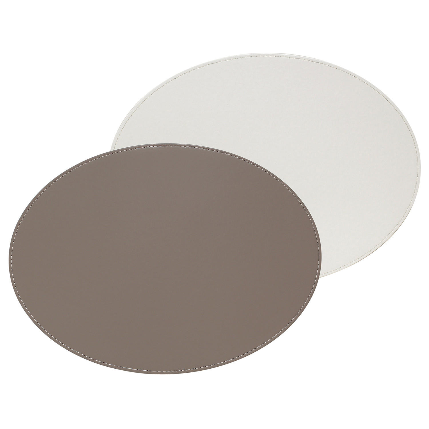 PLATZSET oval 45 x 34 cm taupe / weiß - Weiß, Textil (45/34/0.5cm) - Freeform