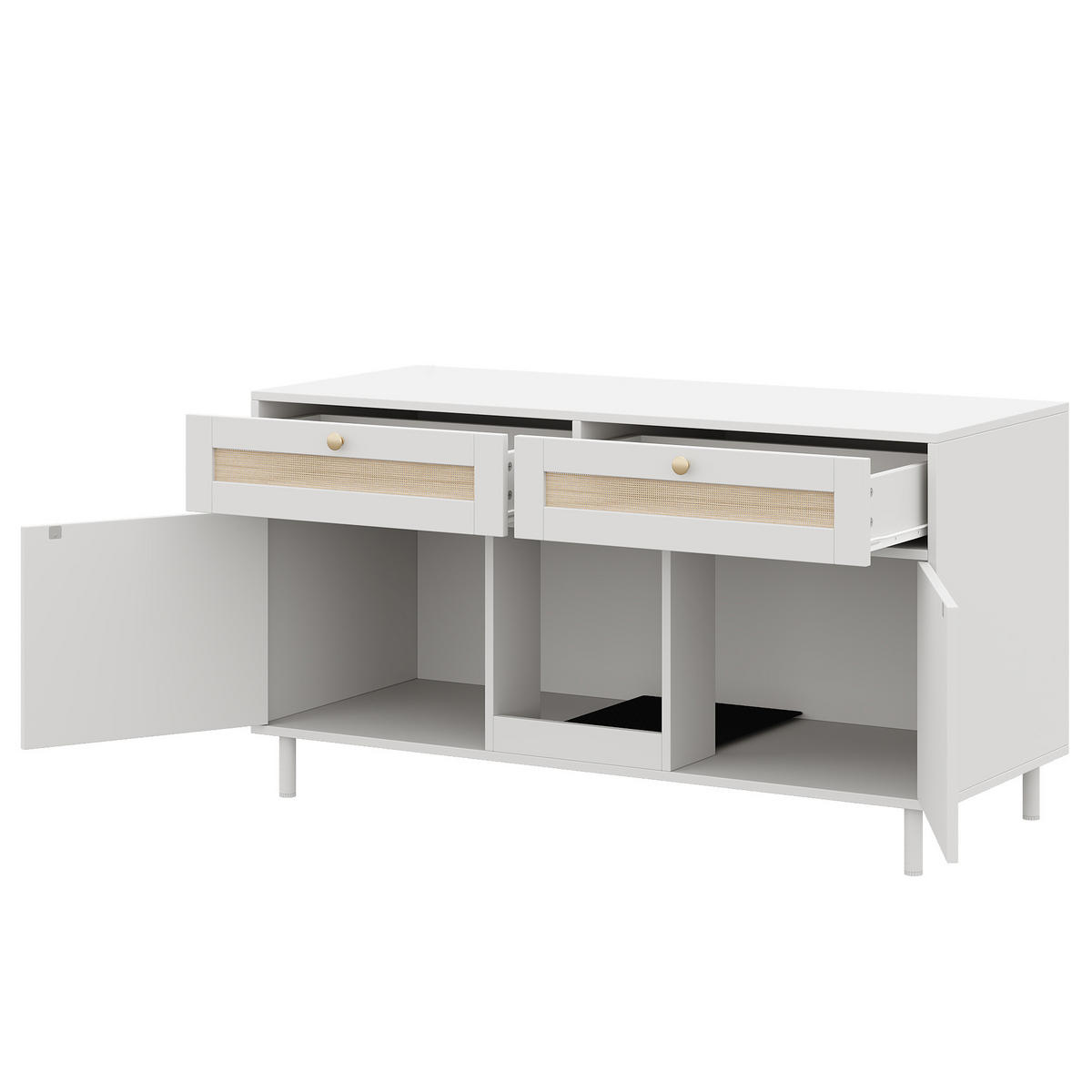 SIDEBOARD Weiß aus MDF 120×50×65cm als Katzentoilettenschrank mit Sandfangmatte und Schublade - Weiß, Holzwerkstoff (50/65/120cm) - Luhomfu