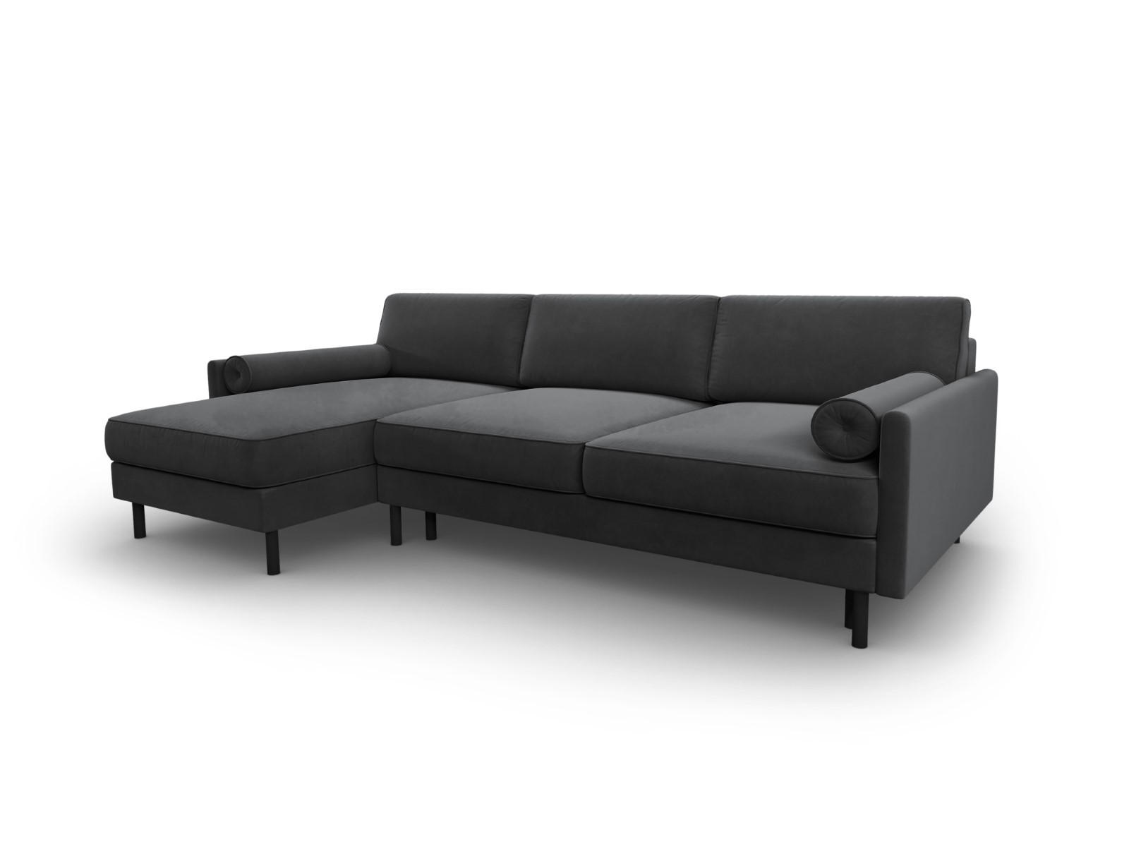 AUSKLAPPBARES-ECKSOFA links mit Container Scott aus Samt grau 5 Sitzplätze - Grau, Textil (142/212cm) - Micadoni