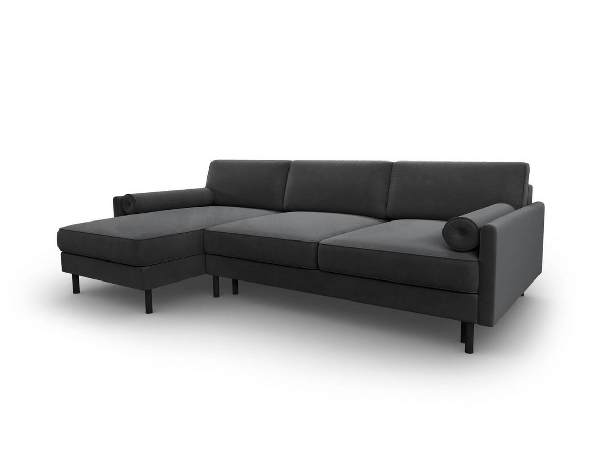 AUSKLAPPBARES-ECKSOFA links mit Container Scott aus Samt grau 5 Sitzplätze - Grau, Textil (142/212cm) - Micadoni