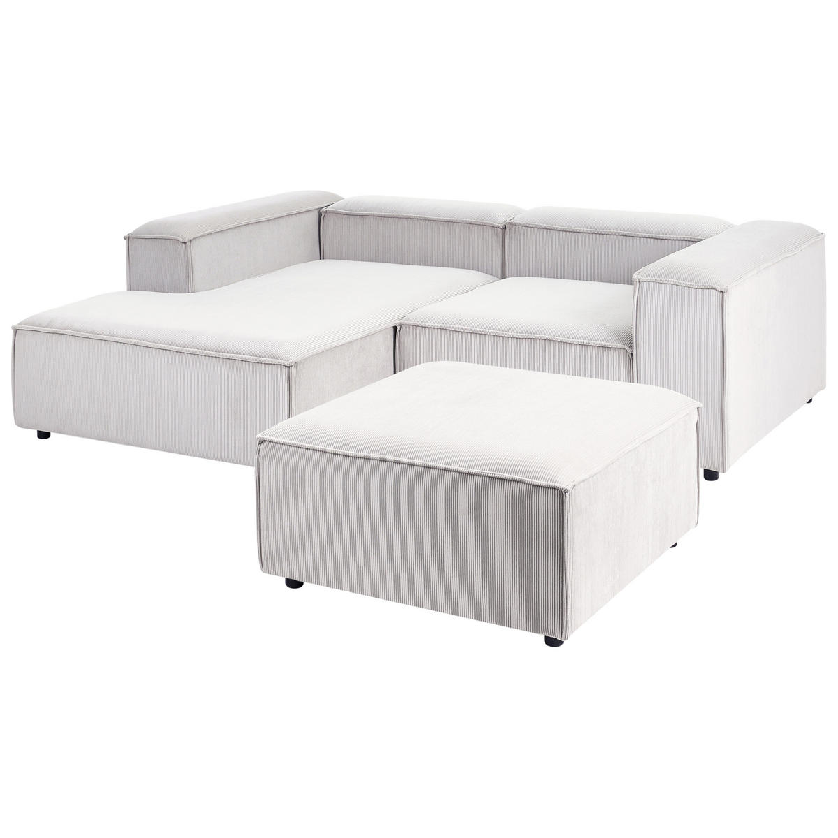 ROHOVÁ POHOVKA modul 3-místná pravostranná Krémově bílá Manšestr s otomanem Ardal - krémová, textil (240/180cm) - Beliani
