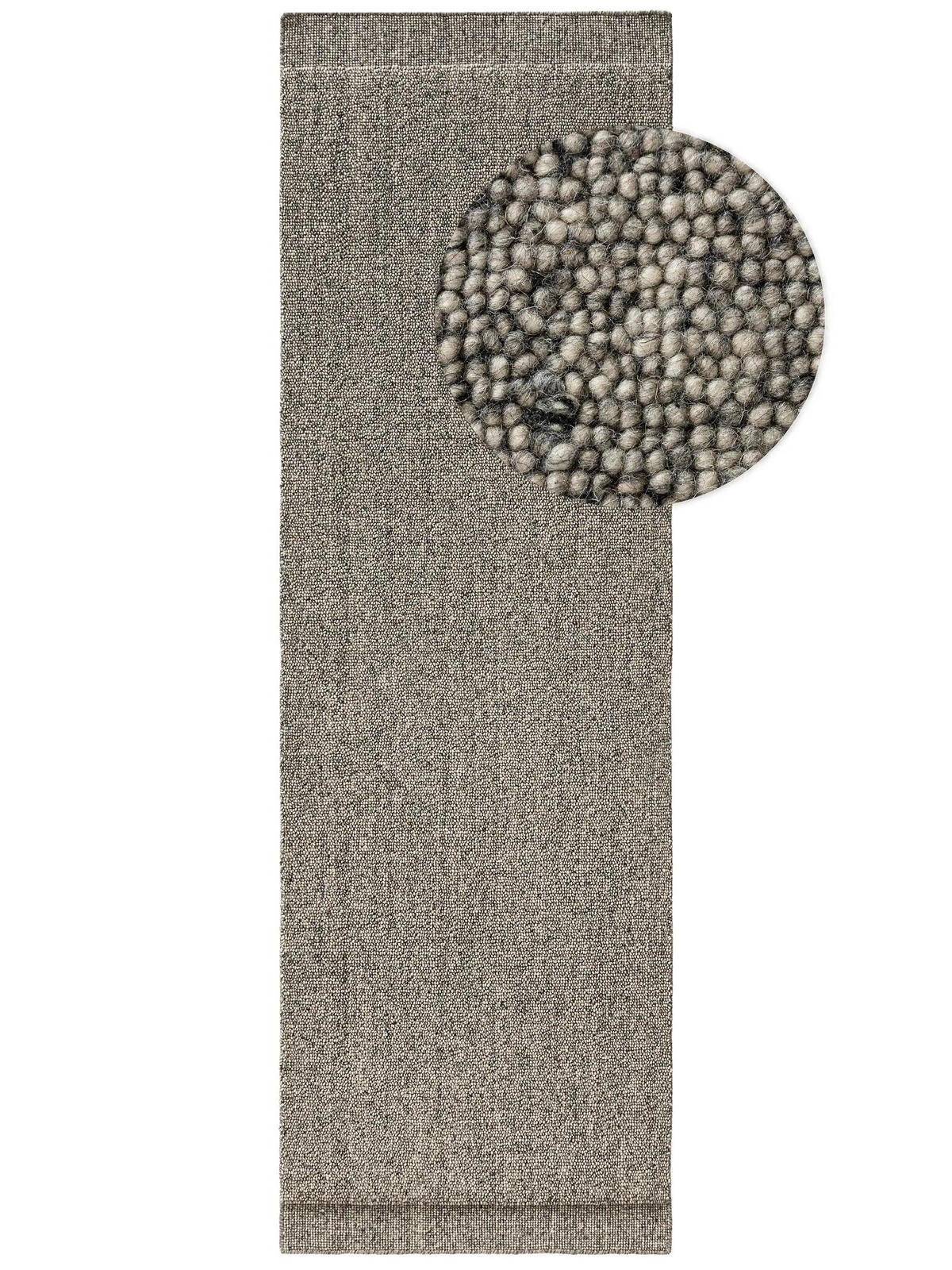 WOLLTEPPICH-LÄUFER Imke Grau 70x200 cm - Grau, Naturmaterialien/Textil (70/200cm) - benuta Pure