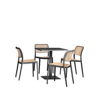 GARTEN-SET mit Tisch und 4 stapelbaren Stühlen in Schwarz Kaira - Schwarz, Metall - Klast Home