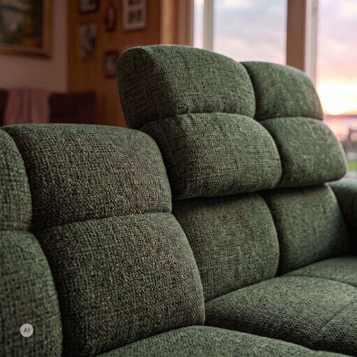 ECKSOFA TENDER Rechts mit Schlaffunktion und Verstellbare Kopfstützen, Chenille grün - Schwarz/Grün, Holz/Kunststoff (176/315cm) - Muffo