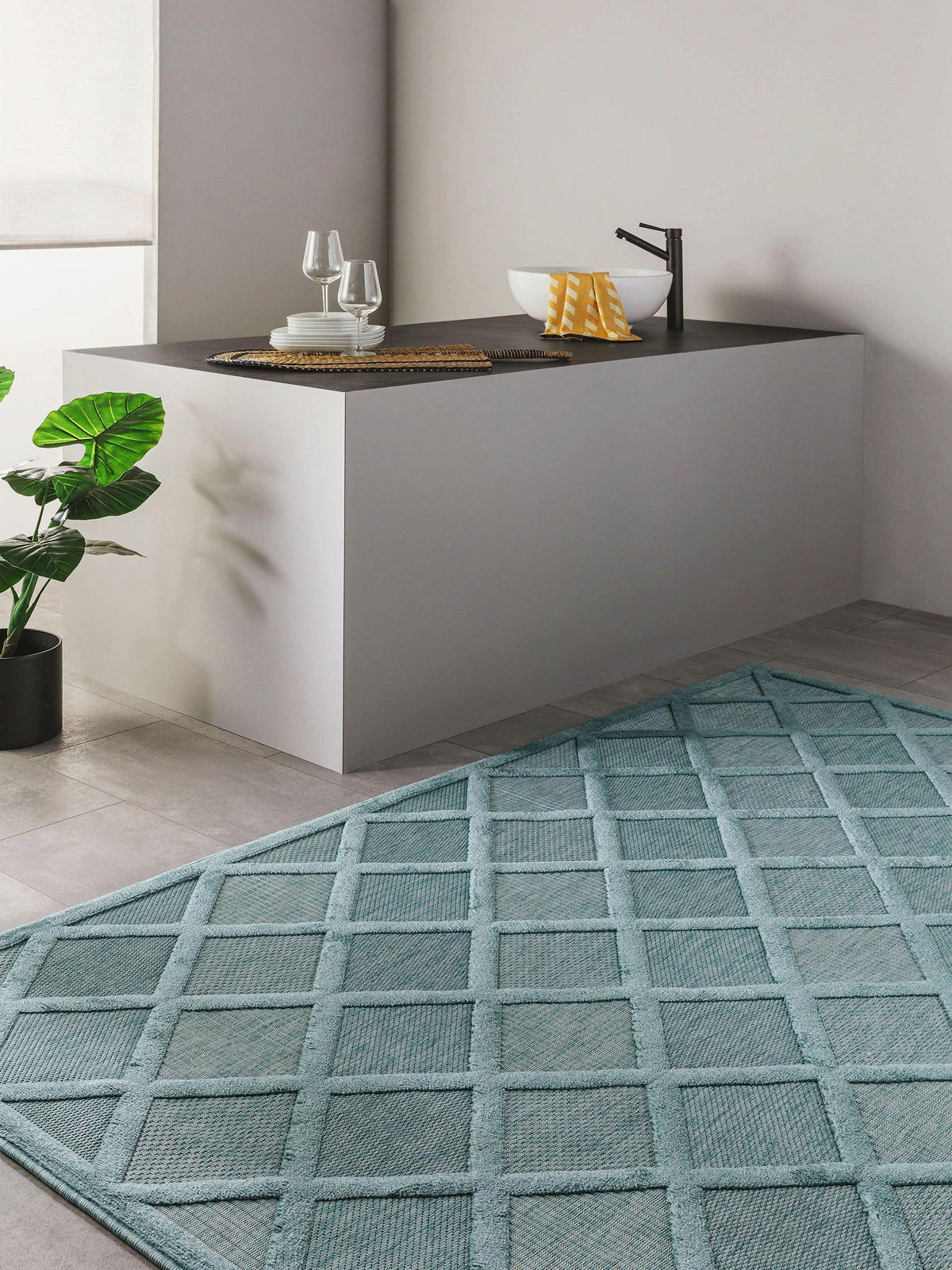OUTDOORTEPPICH Bonte Türkis 240x340 cm - Türkis, Textil (240/340cm) - benuta Nest