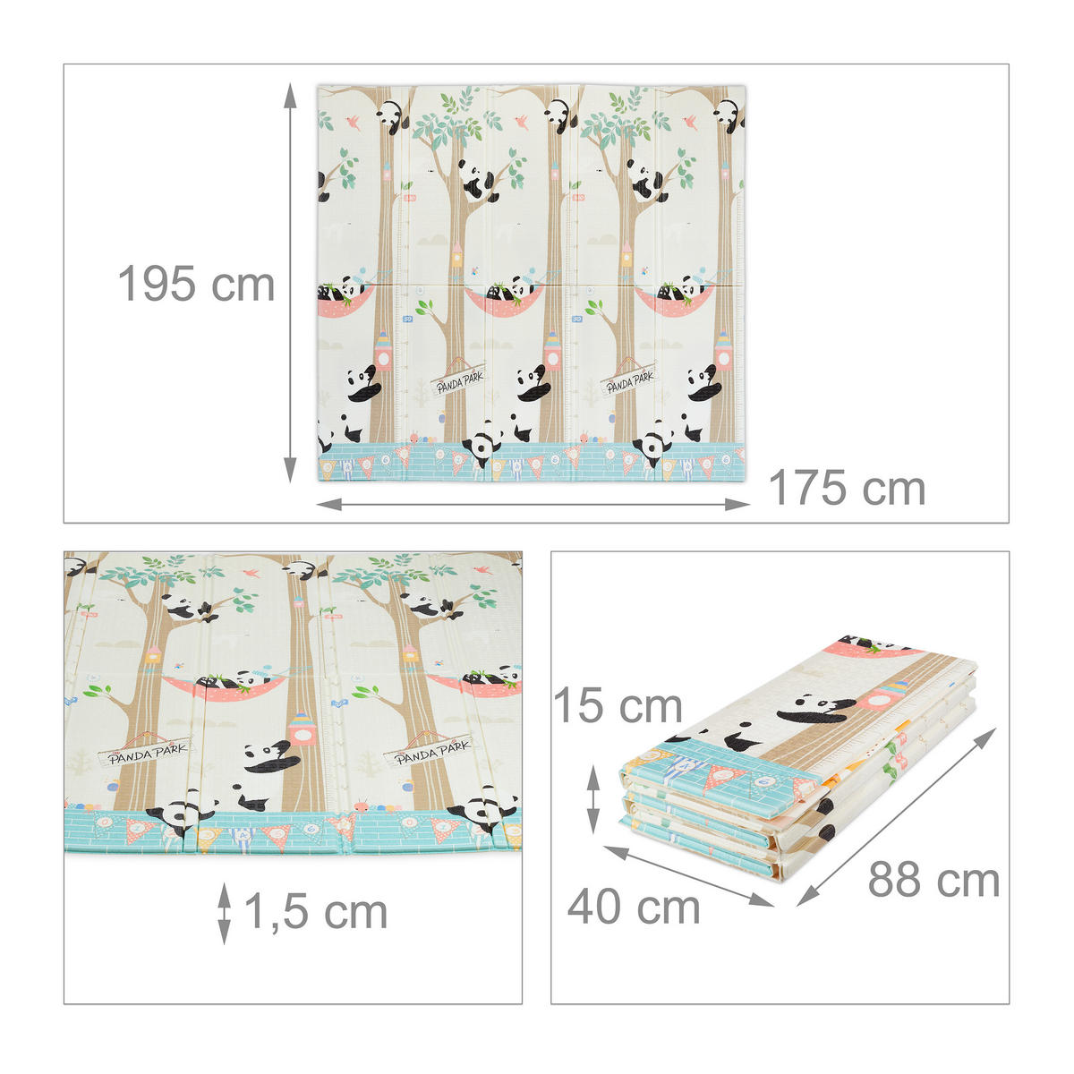 SPIELMATTE - Multicolor, Kunststoff/Textil (195/175cm) - Relaxdays