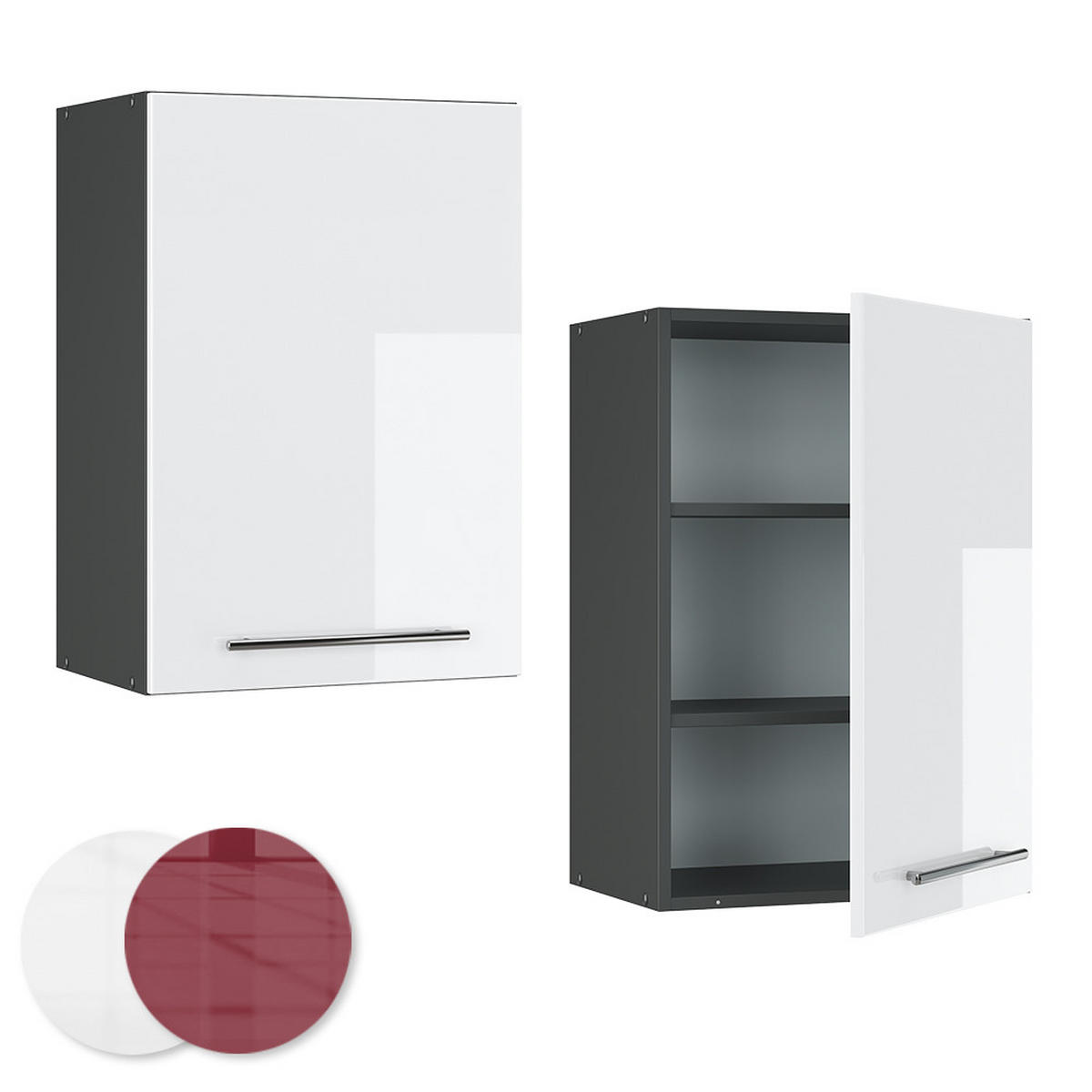 HÄNGESCHRANK Fame-Line Weiß Hochglanz 50 cm - Weiß Hochglanz/Anthrazit, Holzwerkstoff (50/72/34.1cm) - Vicco