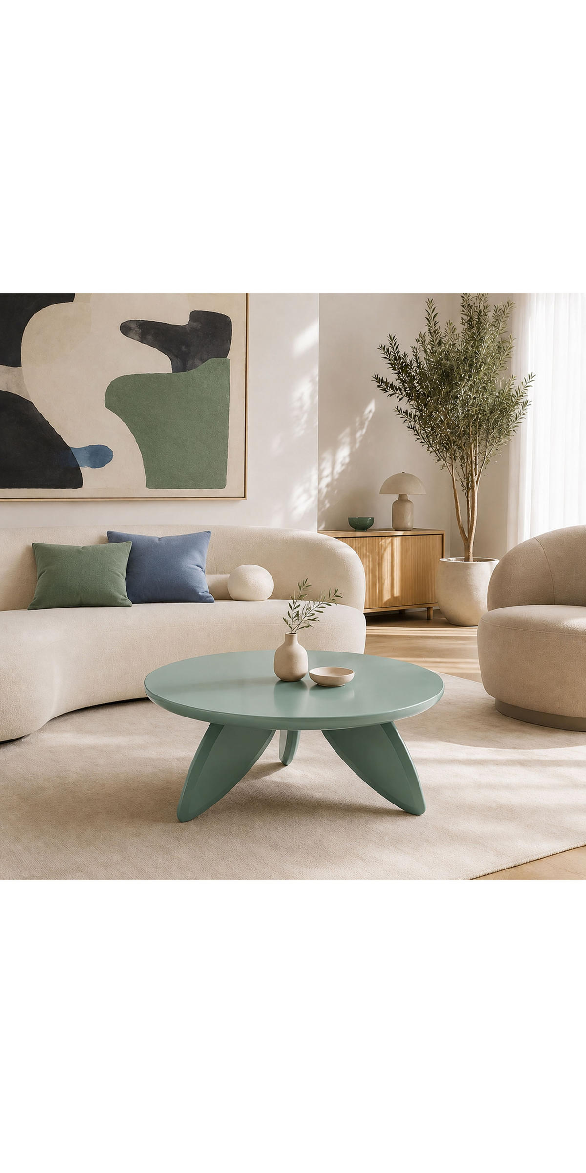 COUCHTISCH LARA Ø 80/36 cm Türkis Hochglanz - Türkis, Holzwerkstoff (80/80/36cm) - Lookway