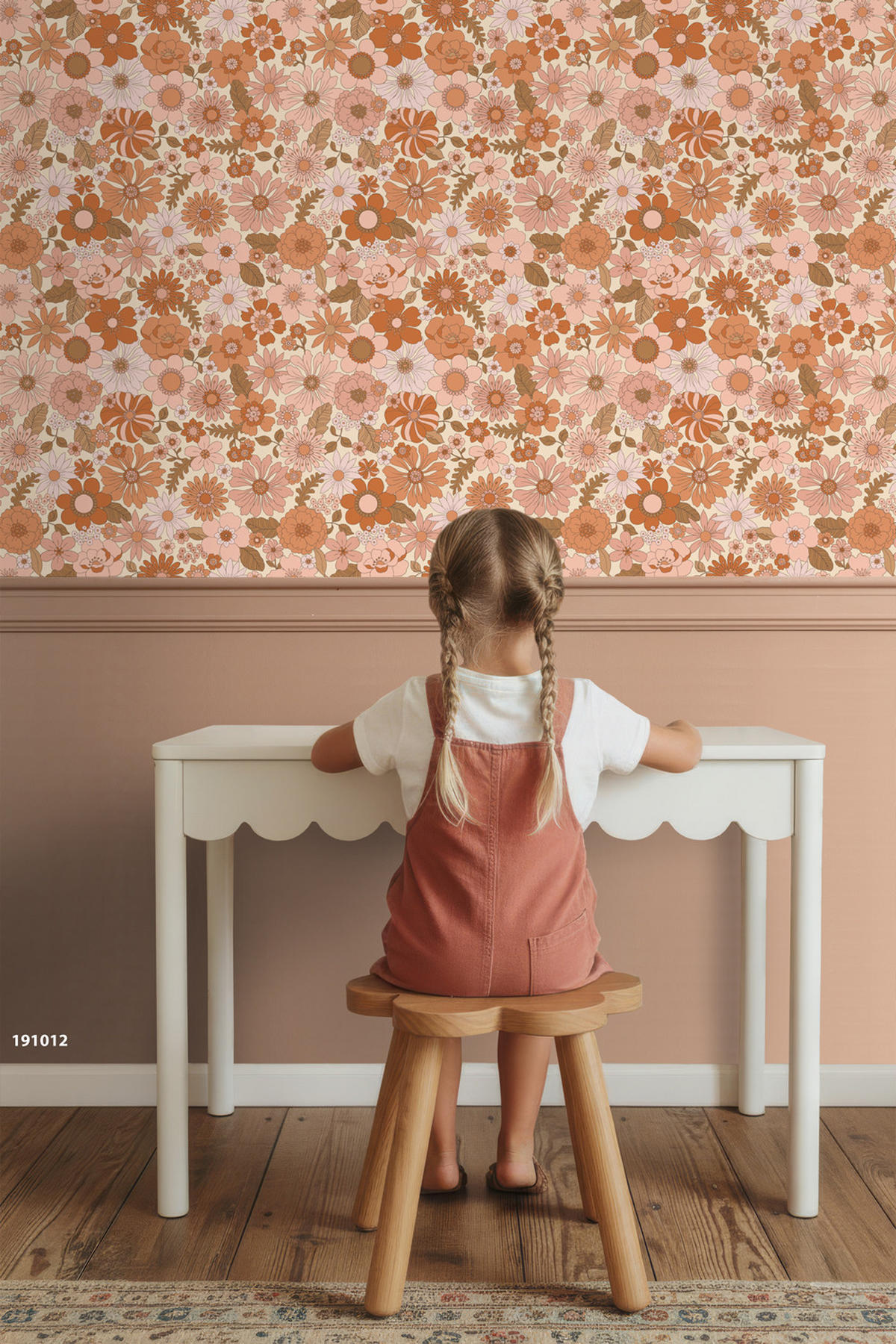 TAPETE Retro Blumen 53 cm x 10.05 m - Terracotta, Papier (53/1000cm) - ESTAhome