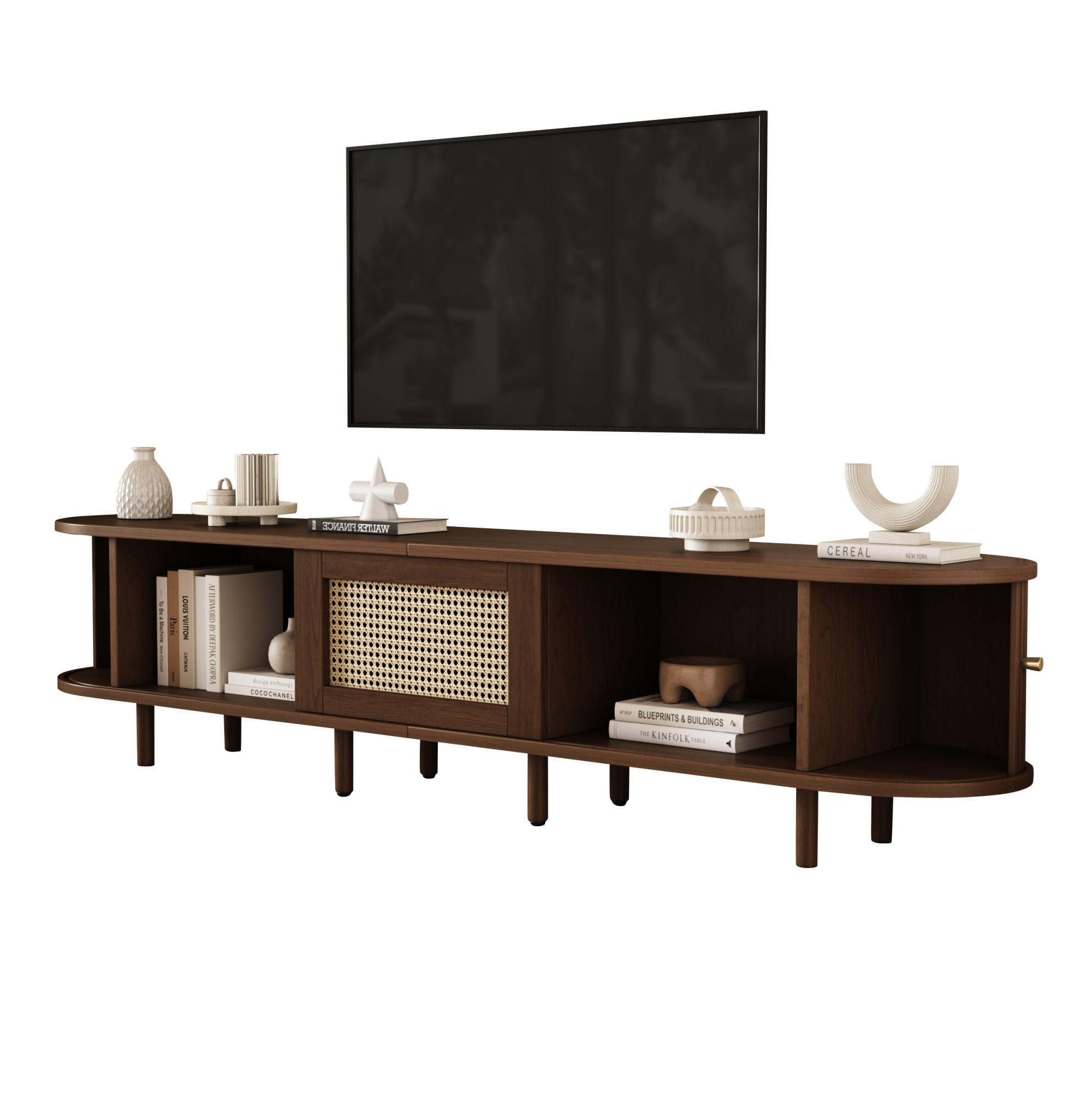TV-ELEMENT mit Schublade und 2 Schiebetüren 180 x 40 cm MDF dunkle Walnussfarbe - Braun, Holzwerkstoff (40/40/180cm) - Beauniv
