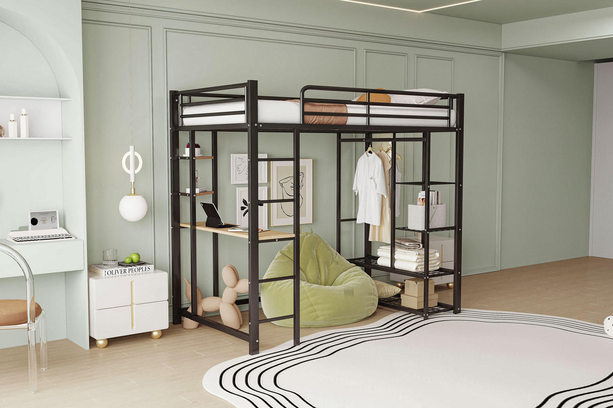 HOCHBETT 90x200 cm Tisch schwarz - Schwarz, Metall (90/200cm) - LEBENLANG