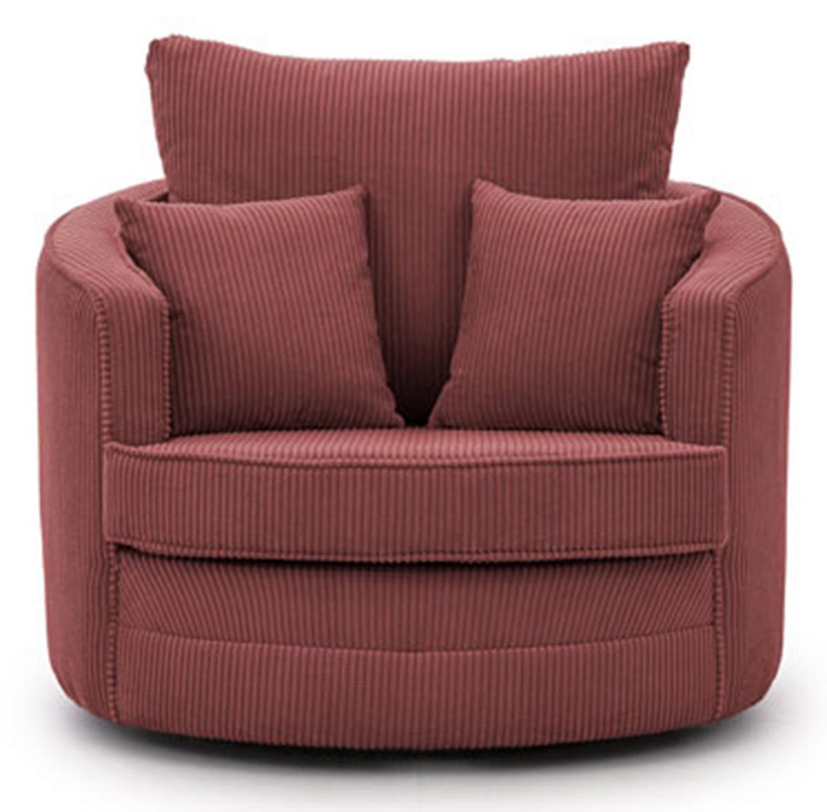 DREHSESSEL Ted aus Terrakotta Cord-Stoff - Terra cotta/Schwarz, Holz/Textil (107/94/100cm) - S-Style Möbel