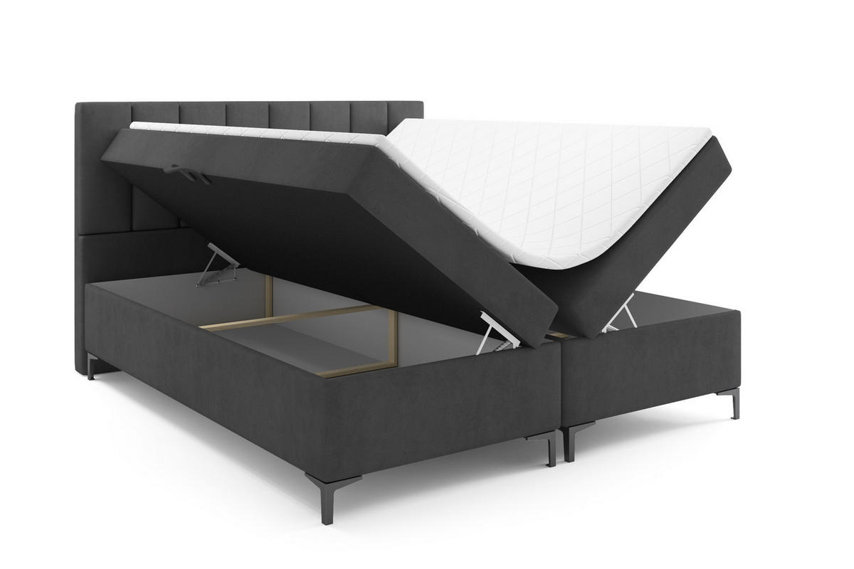 BOXBETT CHESTER 120 x 200 Dunkelgrau - Dunkelgrau, Textil/Metall (120/200cm)