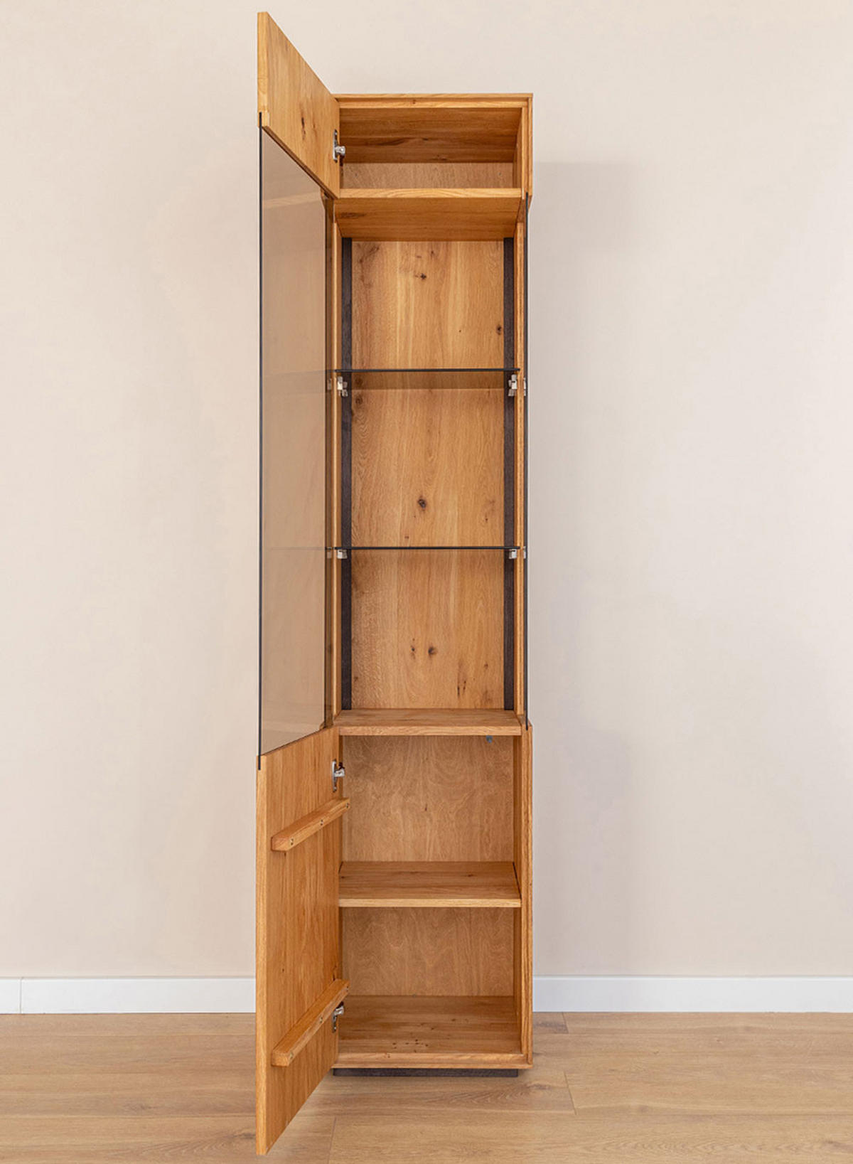 VITRINE Collodi Wildeiche Natur 43 / 37 / 205cm - Wildeiche/Eichefarben, Holz (43/205/37cm) - Feldmann-Wohnen