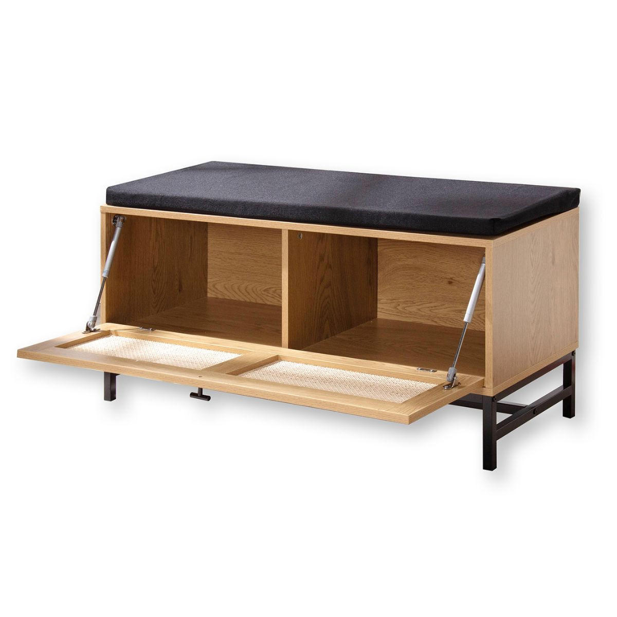 BANK mit Schuhablage und Rattanfront - L100 cm - Apfelbaumfarben, Holzwerkstoff (38/47/100cm) - Calicosy