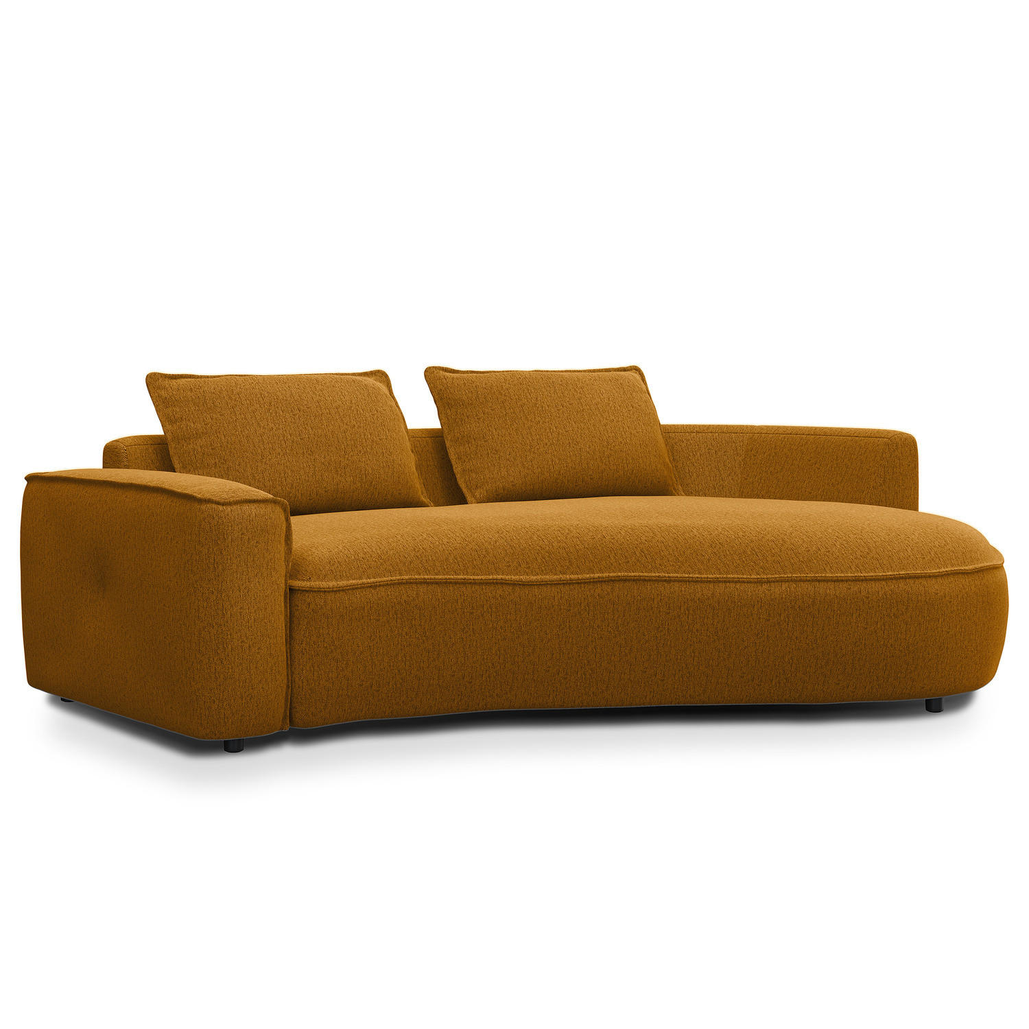 2,5-SITZER SOFA - Schwarz/Orange, Kunststoff/Textil (217/82/146cm) - home24