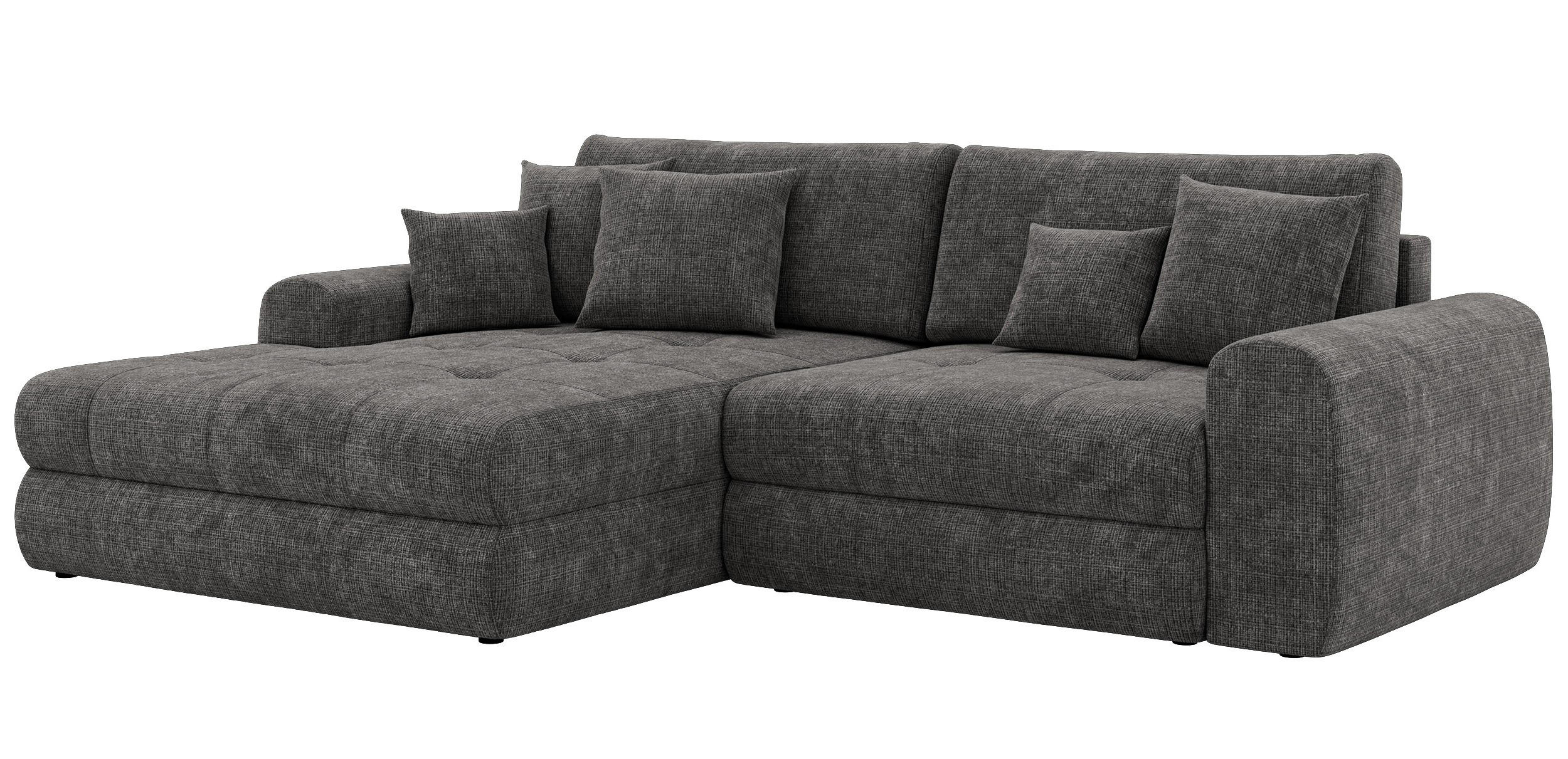 ROHOVÁ SEDAČKA ARELIA L - Tmavě šedá Hrubě tkaná žinylka - Pravá - černá/tmavě šedá, textil/plast (205/292cm) - MKS