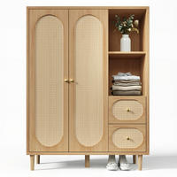KLEIDERSCHRANK aus Holz 44x120x161 cm Eiche mit 2 Türen, 2 Schubladen, Kleiderstange und offenen Fächern im Landhausstil - Nussbaumfarben, Holzwerkstoff (120/161/44cm) - Modfu