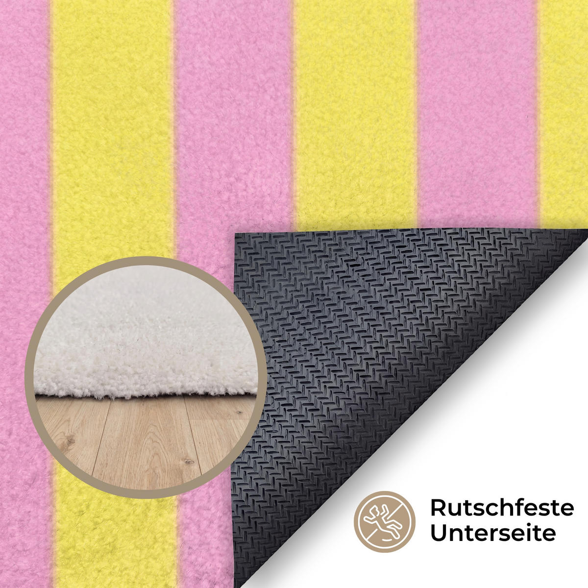 TEPPICH - Text - Streifen - Rosa - 150x230 cm - Pink, Kunststoff/Textil (150/0.4cm) - OnlyWow