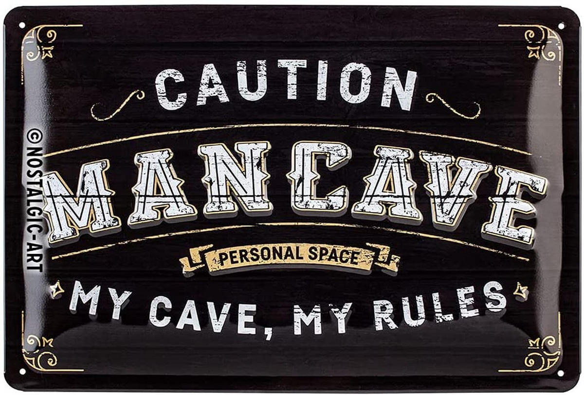 BLECHSCHILD 20/30 cm Achtung Man Cave - Multicolor, Metall (30/20cm) - Nostalgic-Art