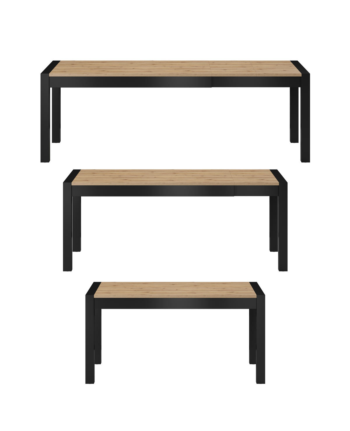 ESSTISCH ATTIVO Ausziehbar 160 - 240 / 90 x 79 cm - Schwarz, Holz (160/90/79cm) - MASSENO