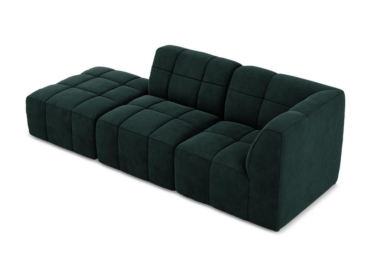 ECKSOFA Links Samt Stoff Grün - Salbeigrün/Schwarz, Holzwerkstoff/Kunststoff (240/90cm) - Makamii