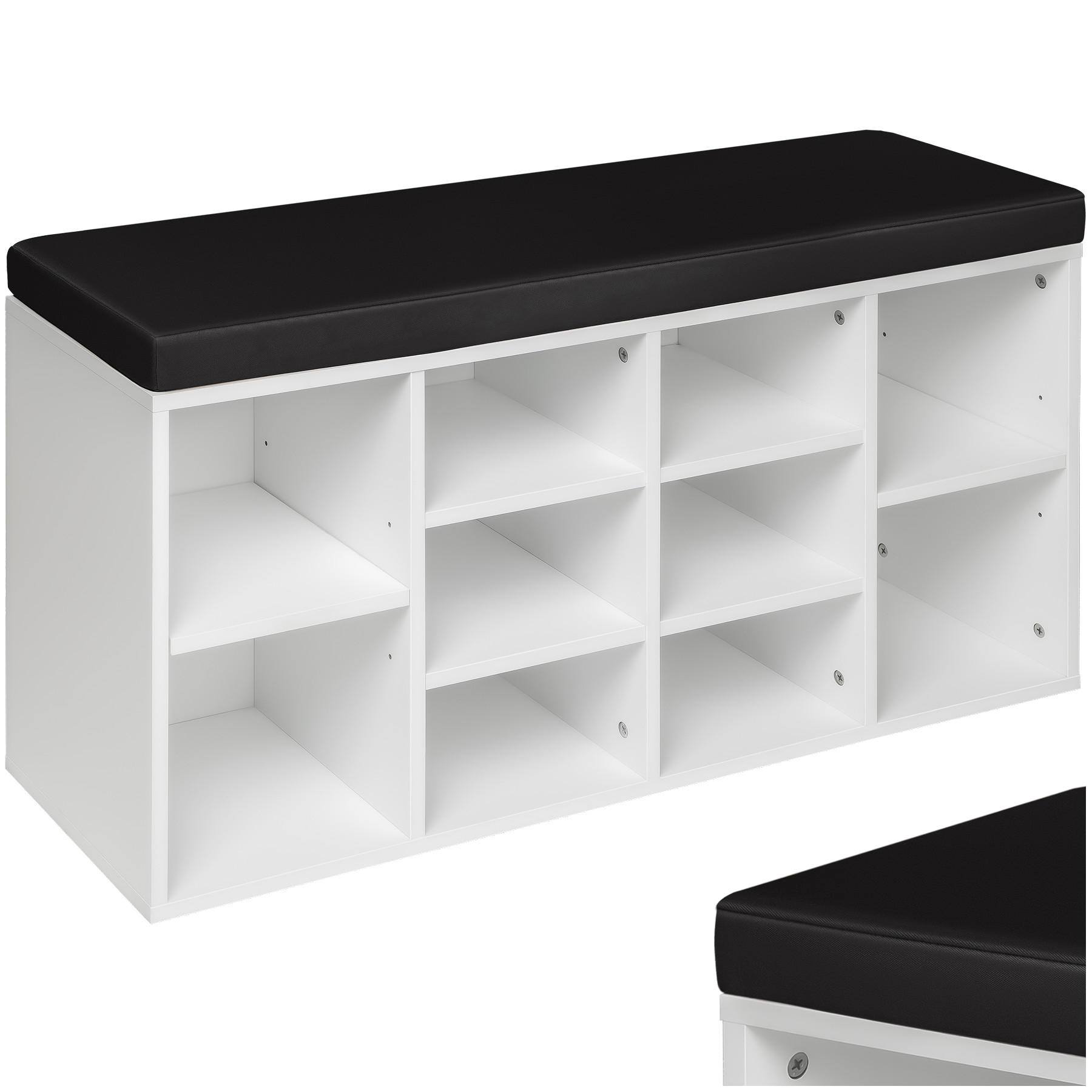 SCHUHSCHRANK Max,103,5 x 48 x 30 cm,schwarz/weiß - Schwarz/Weiß, Holz (30/48/103.5cm) - tectake