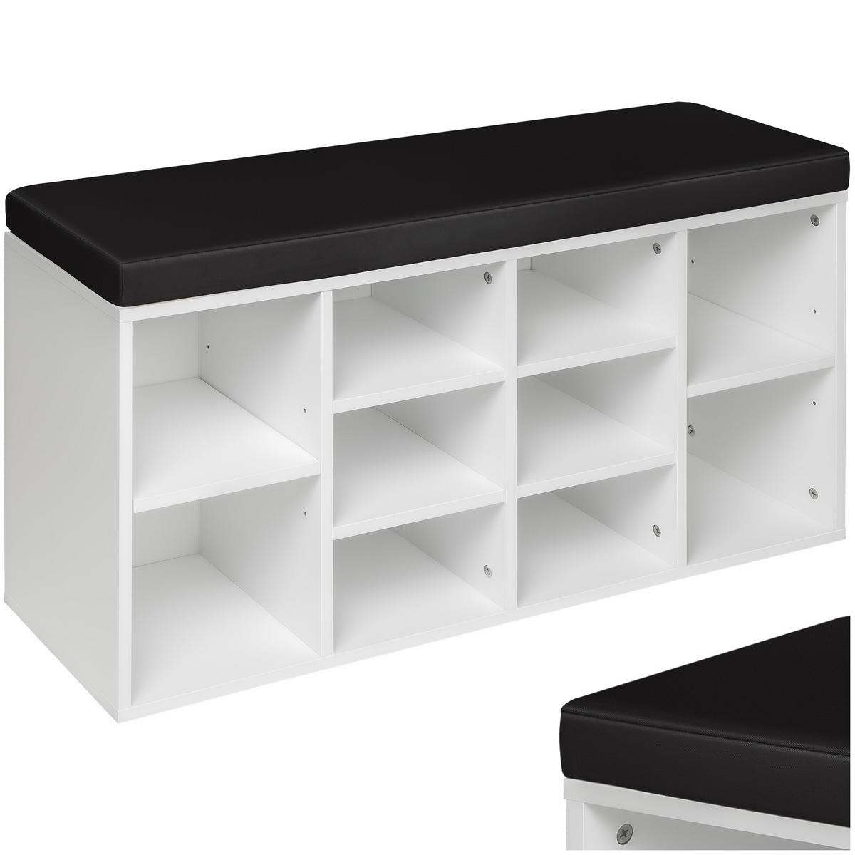 SCHUHSCHRANK Max,103,5 x 48 x 30 cm,schwarz/weiß - Schwarz/Weiß, Holz (30/48/103.5cm) - tectake