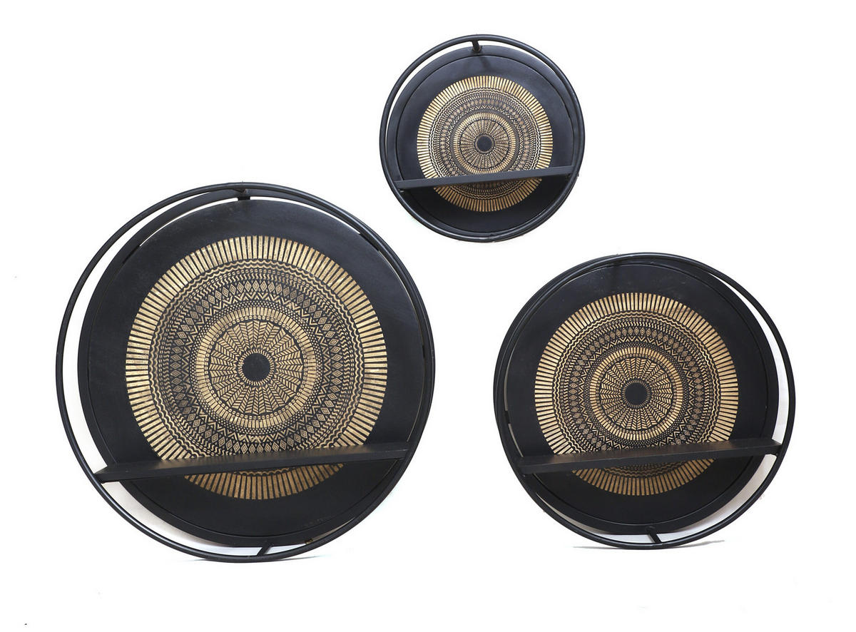 WANDREGAL Mae Schwarz 68/68/20 cm - Schwarz, Metall (68/20/68cm) - Starfurn