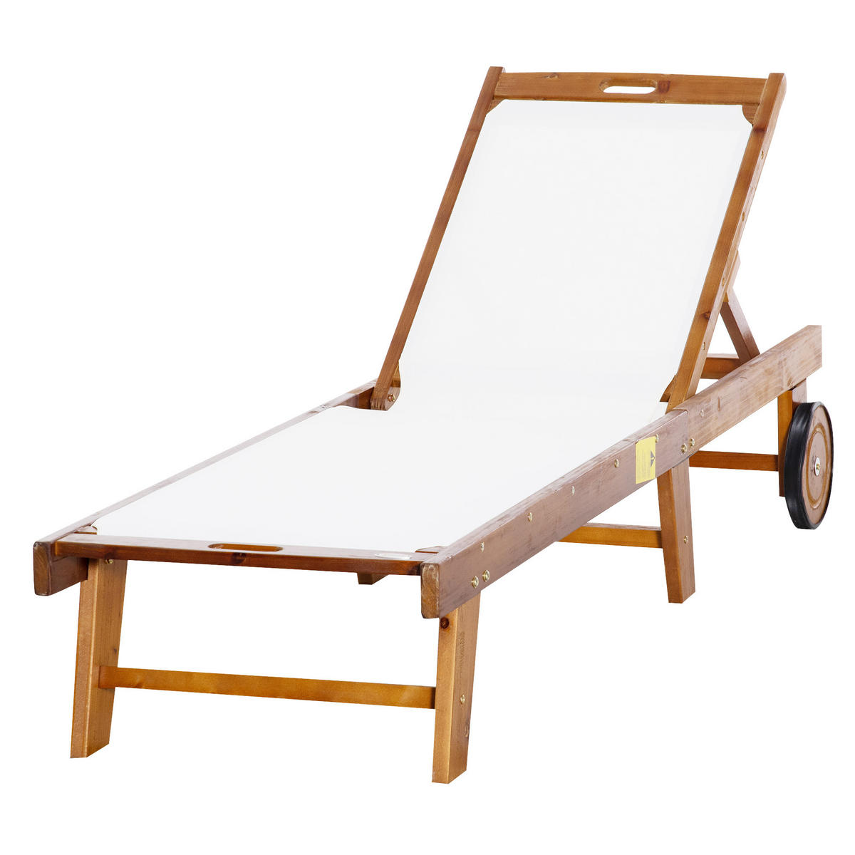 SONNENLIEGE Relaxliege Gartenliege Gartenmöbel verstellbar Akazienholz Textil Natur+Weiß 198 x 55 x 30-88,5 cm - Naturfarben, Holz (198/88.5/55cm)