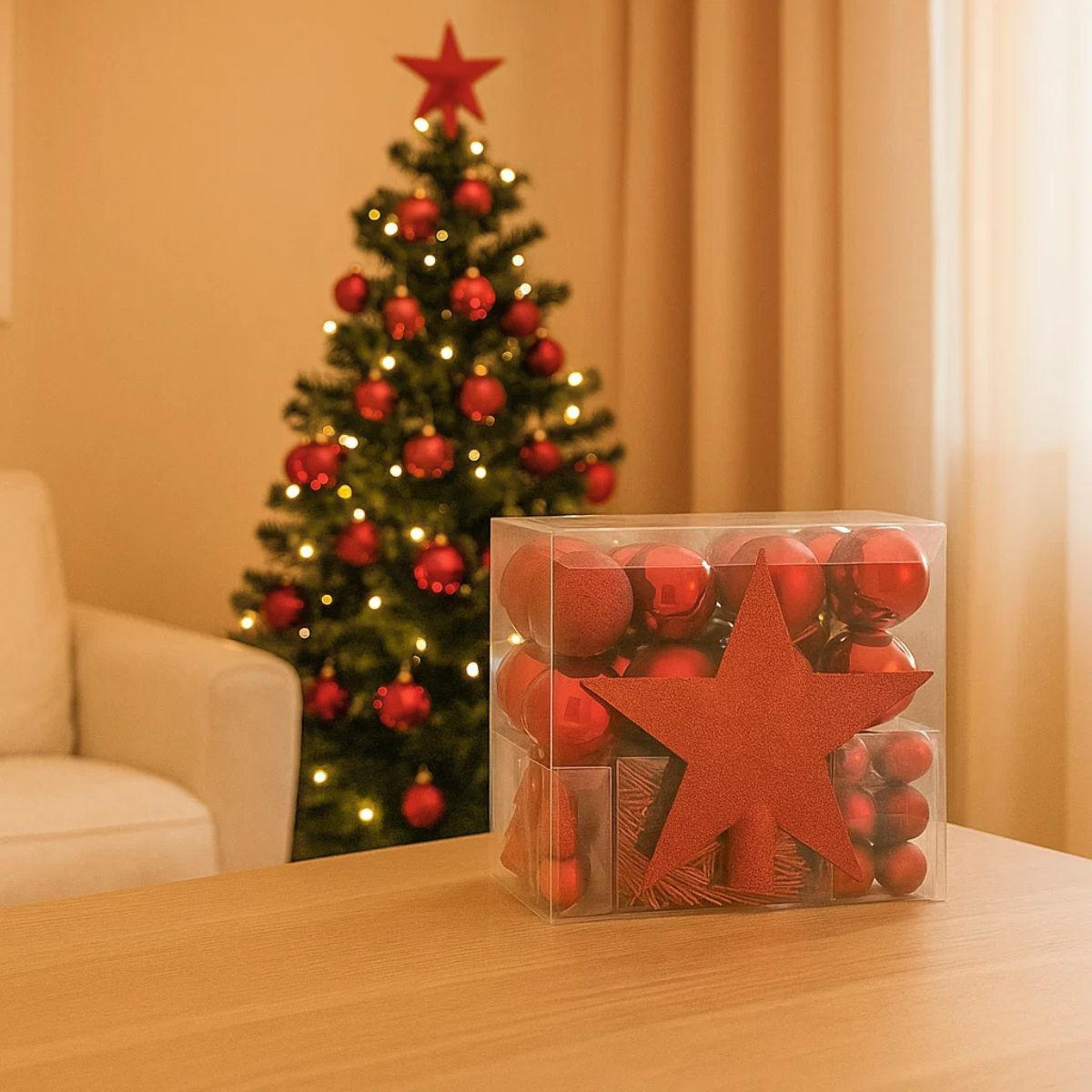 Thumbnail - Atmosphera Createur d´interieur Christbaumschmuck-Set, Rot, Kunststoff, 12.5x21.5x24 cm, Dekoration, Weihnachtsdekoratio...