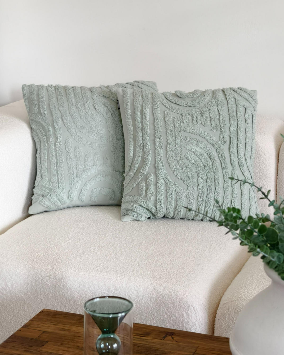 DEKORATIVNÍ POLŠTÁŘ sada 2 ks Mátově zelený 45/45 cm Tellima - mátově zelená, textil (45/45cm) - Beliani