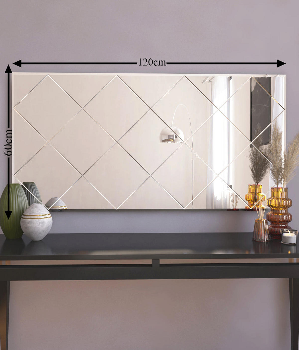 SPIEGEL Mofo Karo Design 60x120cm - Transparent, Holzwerkstoff (120/60/2.2cm) - moebel17
