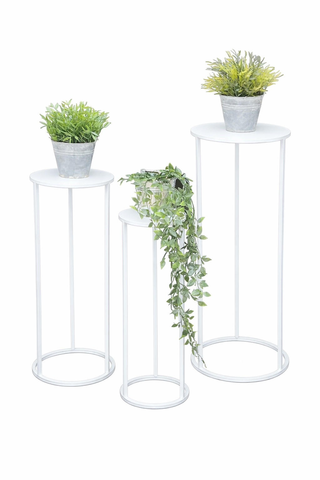 BLUMENHOCKER Metall Weiß Rund 3er Set - Weiß, Metall (20/50/20cm) - DanDiBo