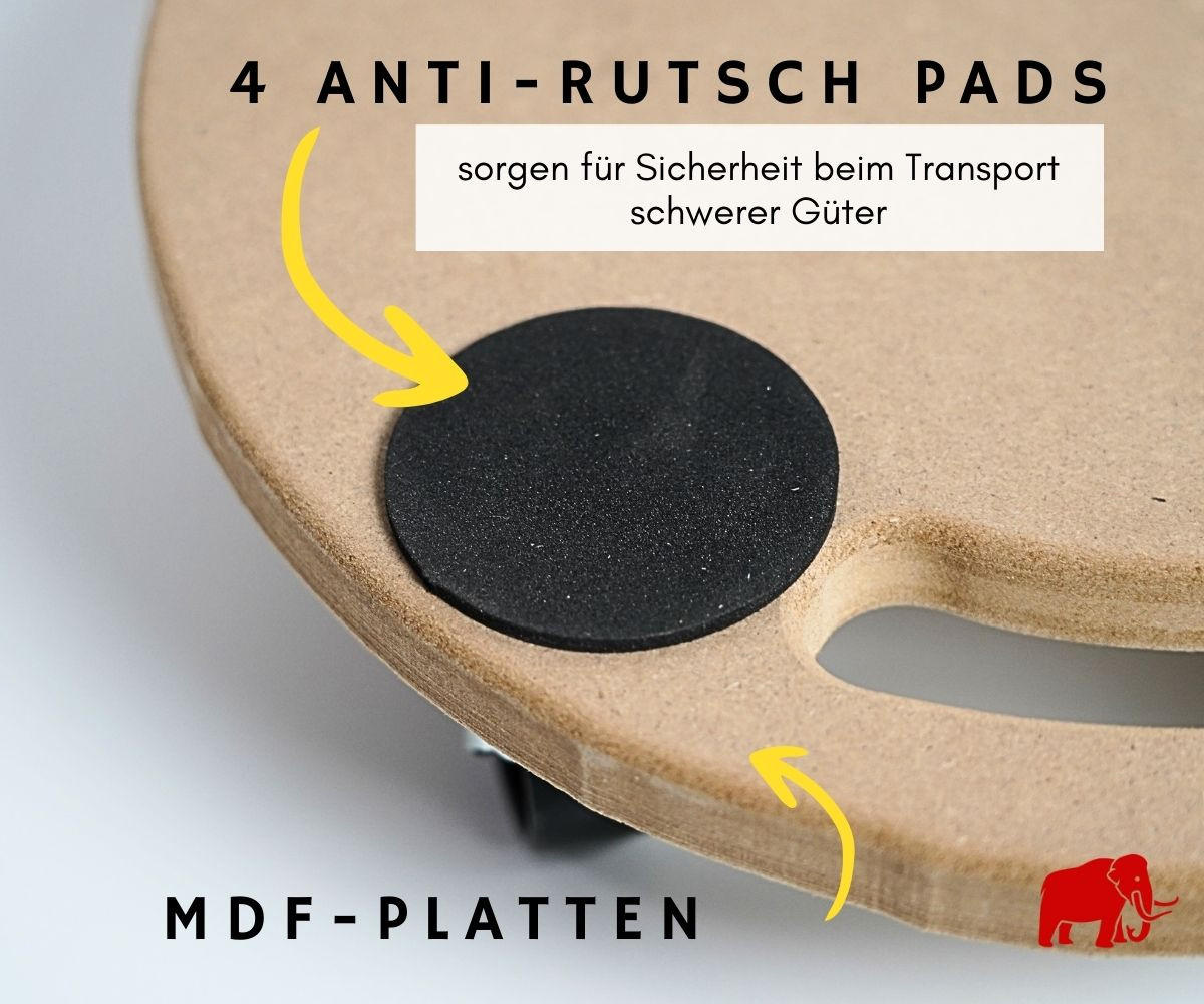 TRANSPORTROLLER 2er-Set Hercules mit 4 Rollen Rund 11x30x30 cm Traglast 100kg MDF Holzplatte Braun - Braun, Holzwerkstoff (30/30/11cm) - PROREGAL