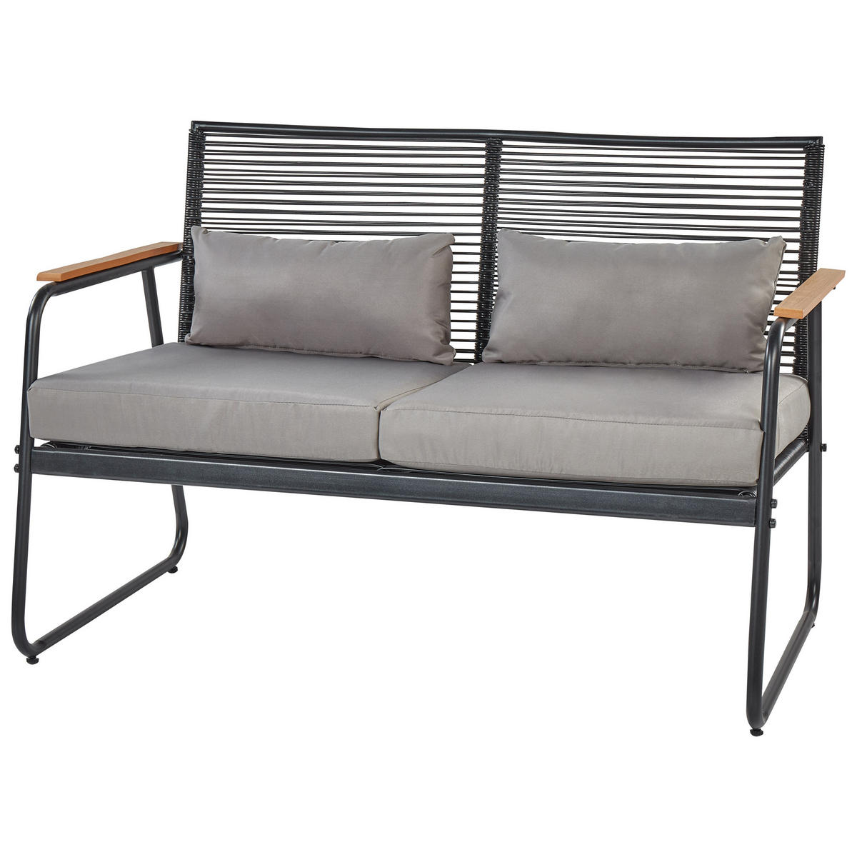 LOUNGE SET 4-Sitzer Metal schwarz Pomonte - Schwarz/Grau, Metall - Beliani