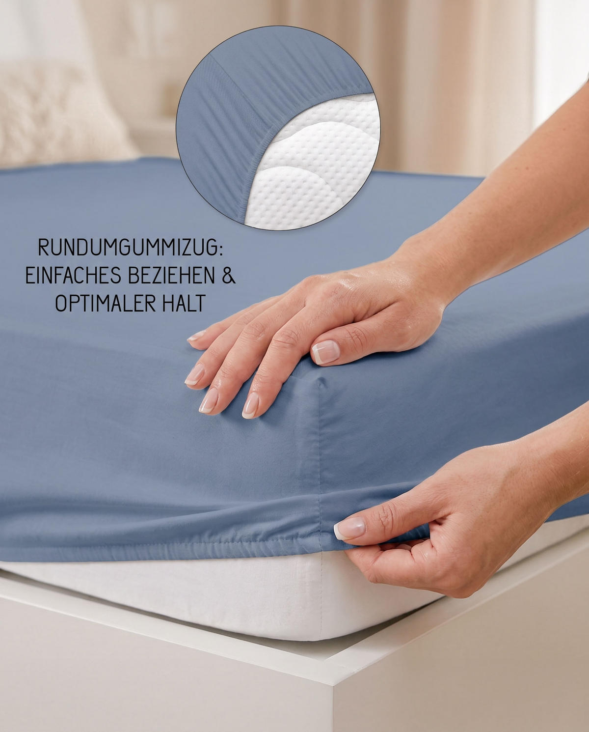 SPANNBETTTUCH Deluxe Jersey blau, 140x200 cm - 160x220 cm - Blau, Textil (160/220cm) - biberna