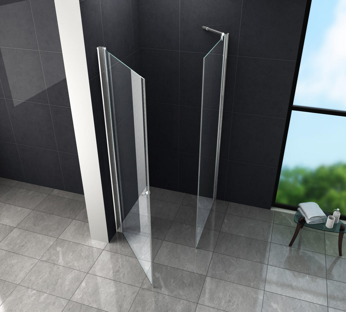 DUSCHKABINE SPA-FIX Klar 90 x 90 x 190 cm 8 mm ESG - Klar, Glas (90/90/190cm) - Glasdeals