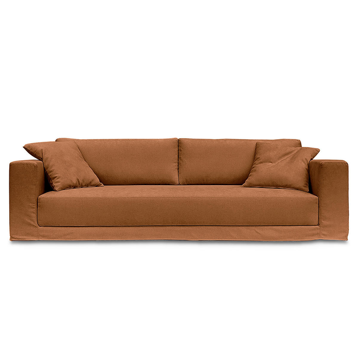BIGSOFA mit Wechselbezug - Webstoff - Schwarz/Kupferfarben, Kunststoff/Textil (265/63/122cm) - home24