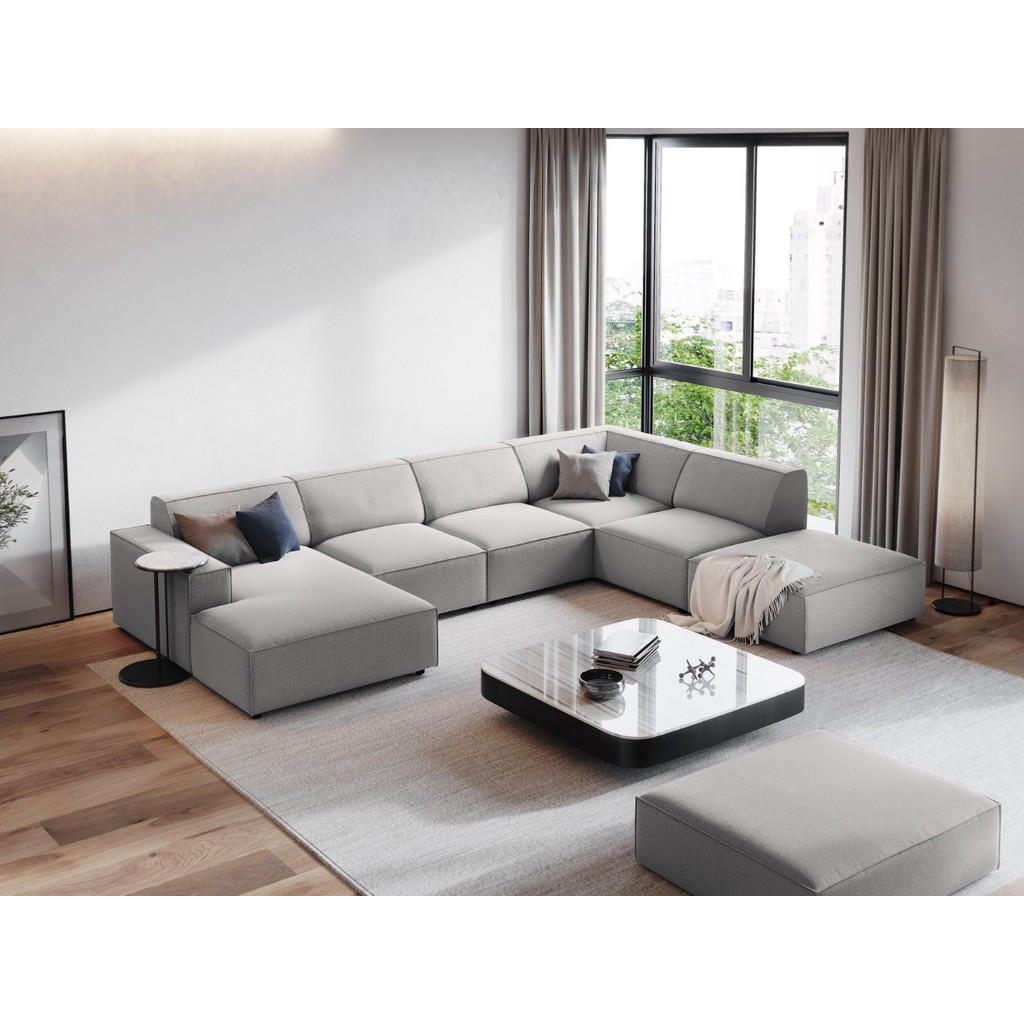 Thumbnail - Micadoni Panoramasofa, Hellgrau, Textil, 7-Sitzer, U-Form, 262x70x364 cm, Hergestellt in Europa, Wohnzimmer, Sofas & Cou...