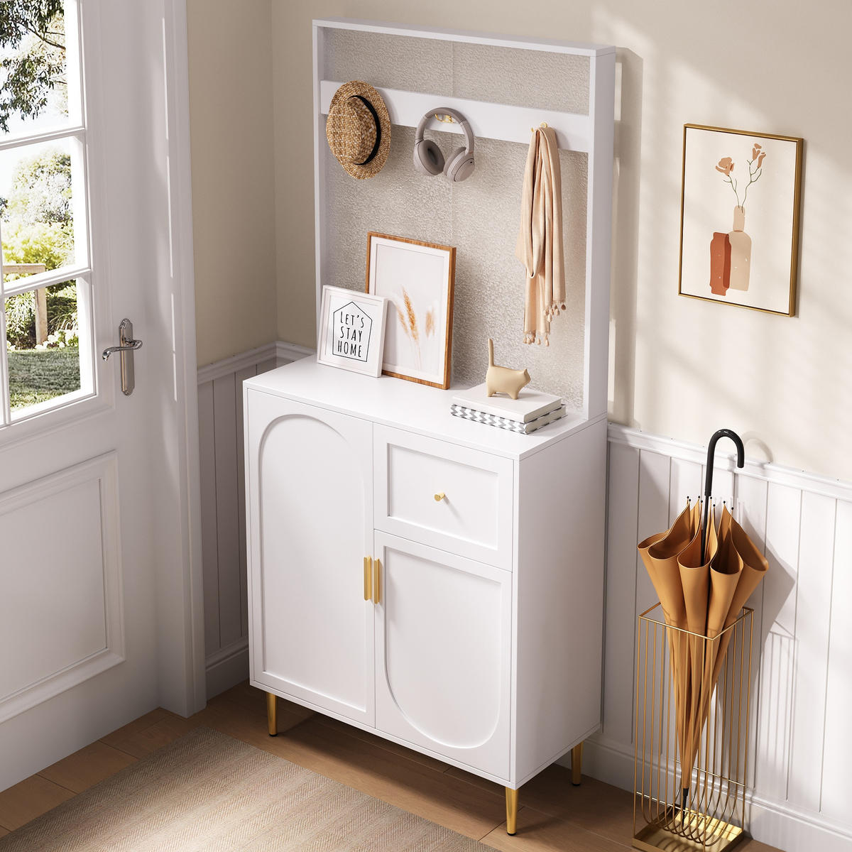 GARDEROBE 80x175x35 cm Set Spiegel Schuhschrank - Weiß, Holz (80/175.5/35cm) - LEBENLANG