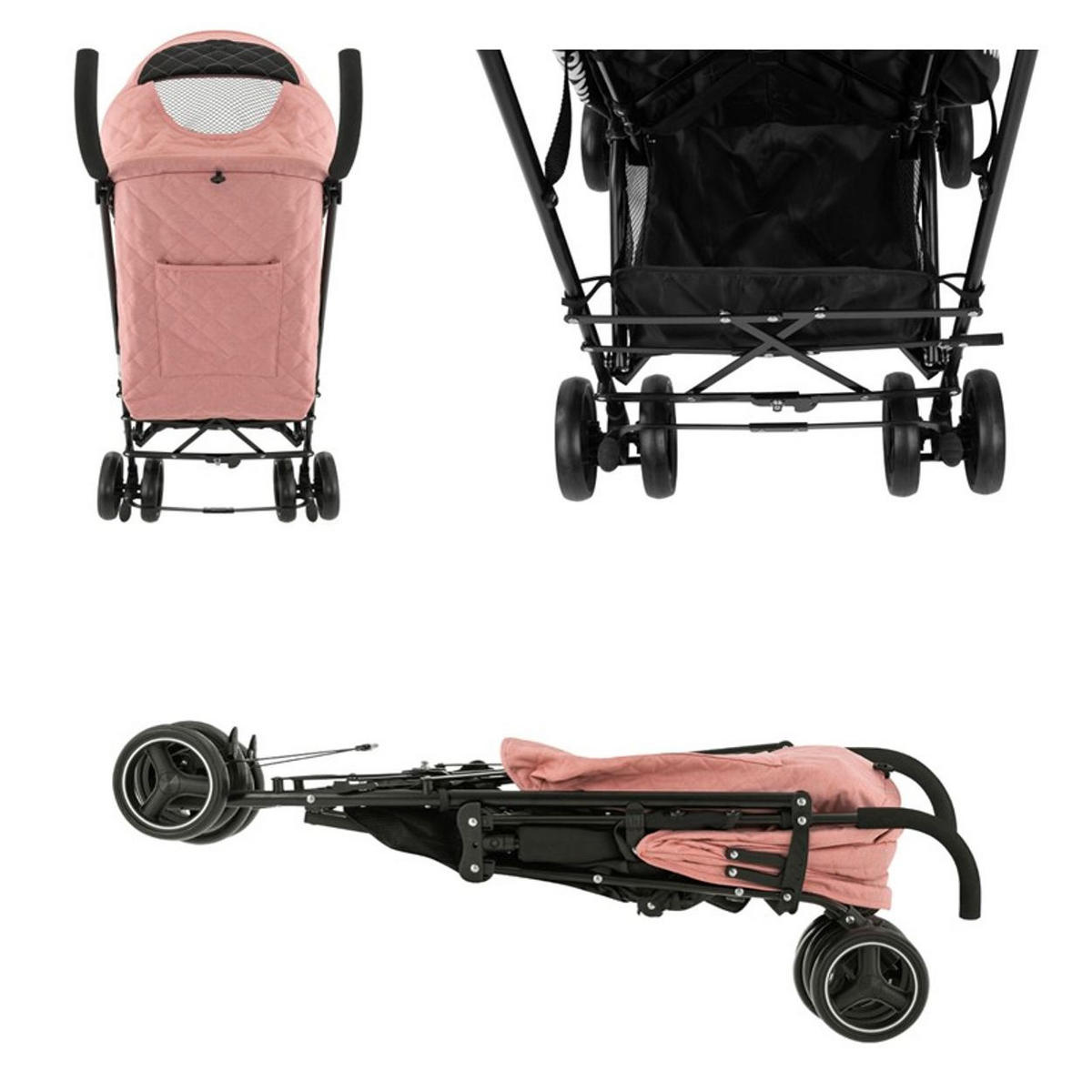 KINDERWAGEN Käfer pink Stahlrahmen, Korb, abnehmbare Vorderräder, Fußstütze - Rosa, Metall (78/48/104cm) - Kikka boo