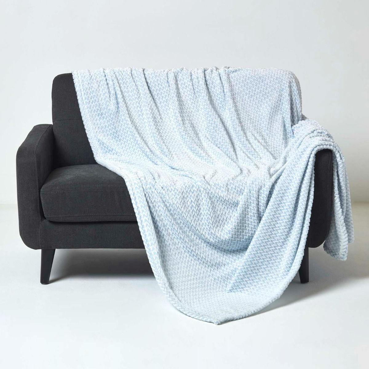 SAMT-WOHNDECKE Mora 130/160 cm, Jacquard - Hellblau, Textil (130/160cm) - Homescapes