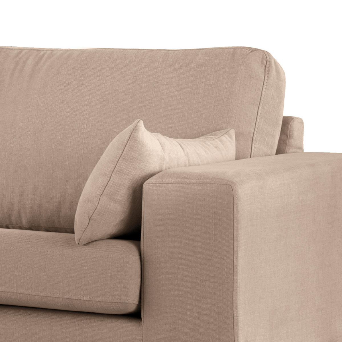 ECKSOFA mit Ottomane - Taupe/Eichefarben, Naturmaterialien/Eichenholz (287/219cm) - home24