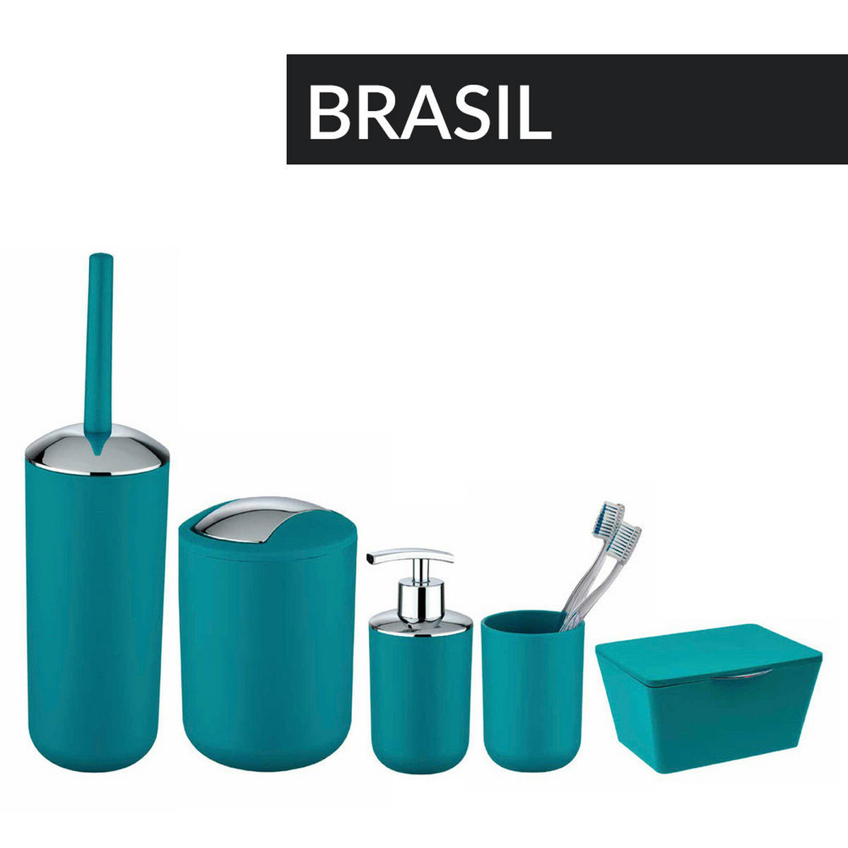 MÜLLKORB türkis - Brasil 2 l 14/14/21 cm - Blau, Kunststoff (14/21/14cm) - Wenko