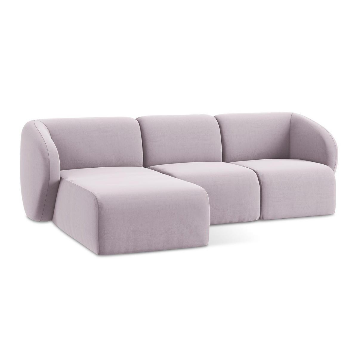 ECKSOFA Links Samt Stoff Violett - Flieder/Schwarz, Holzwerkstoff/Kunststoff (248/166cm) - LaMiaSofa