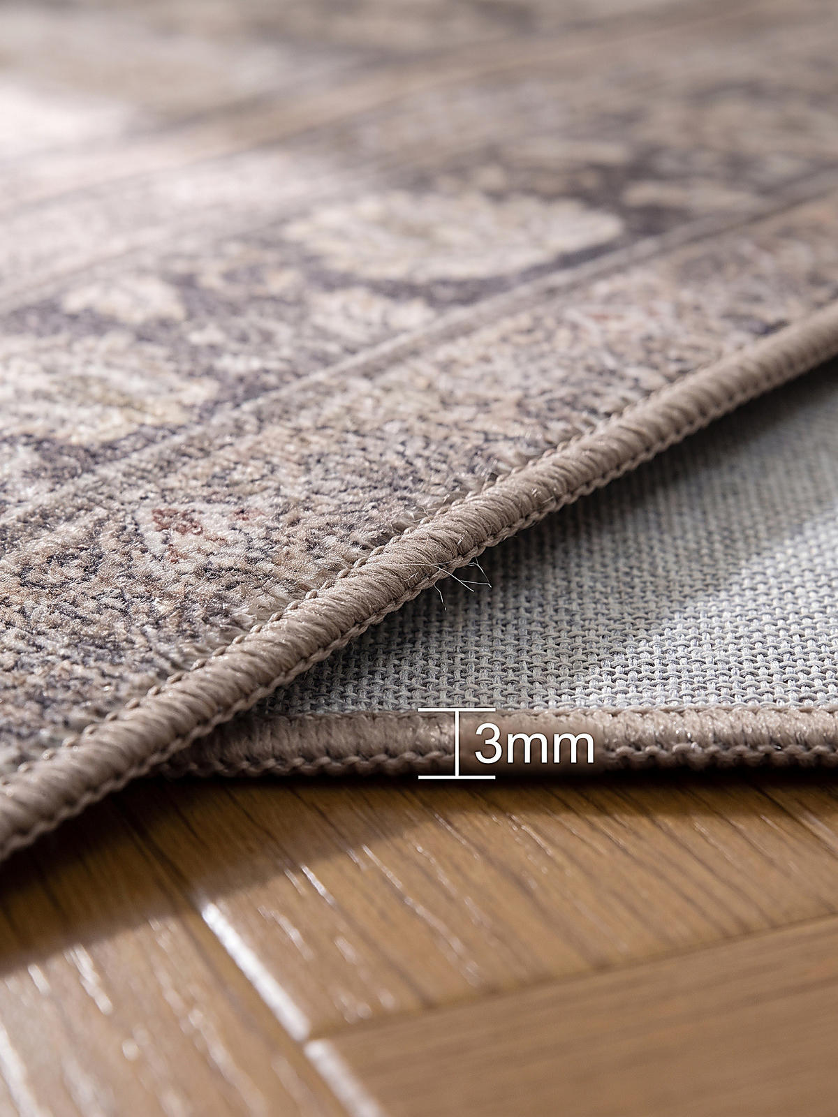 TEPPICH Kurzflor, waschbar, mit floralen Ornamenten, VERNANTE in Braun-Grau, 120 x 170 cm - Braun, Textil (120/170cm) - KADIMA DESIGN