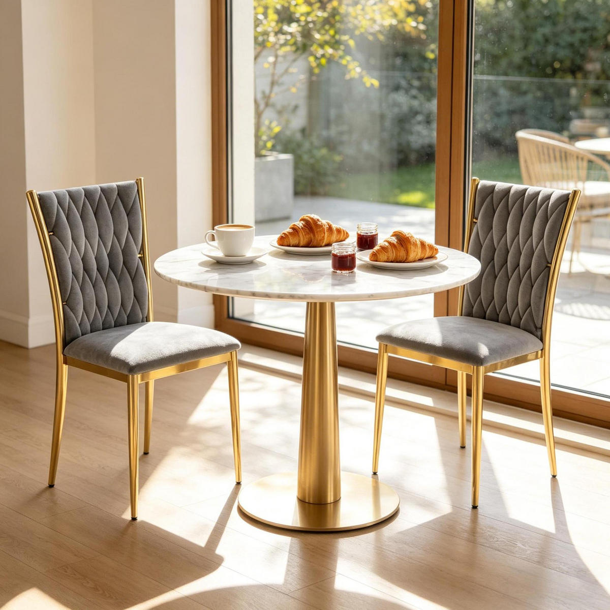 ESSSTUHL 2er-Set Samt Dunkelgrau/Gold 47 x 94,5 x 59,5 cm - Dunkelgrau, Metall (47/94.5/59.5cm) - Meubliv