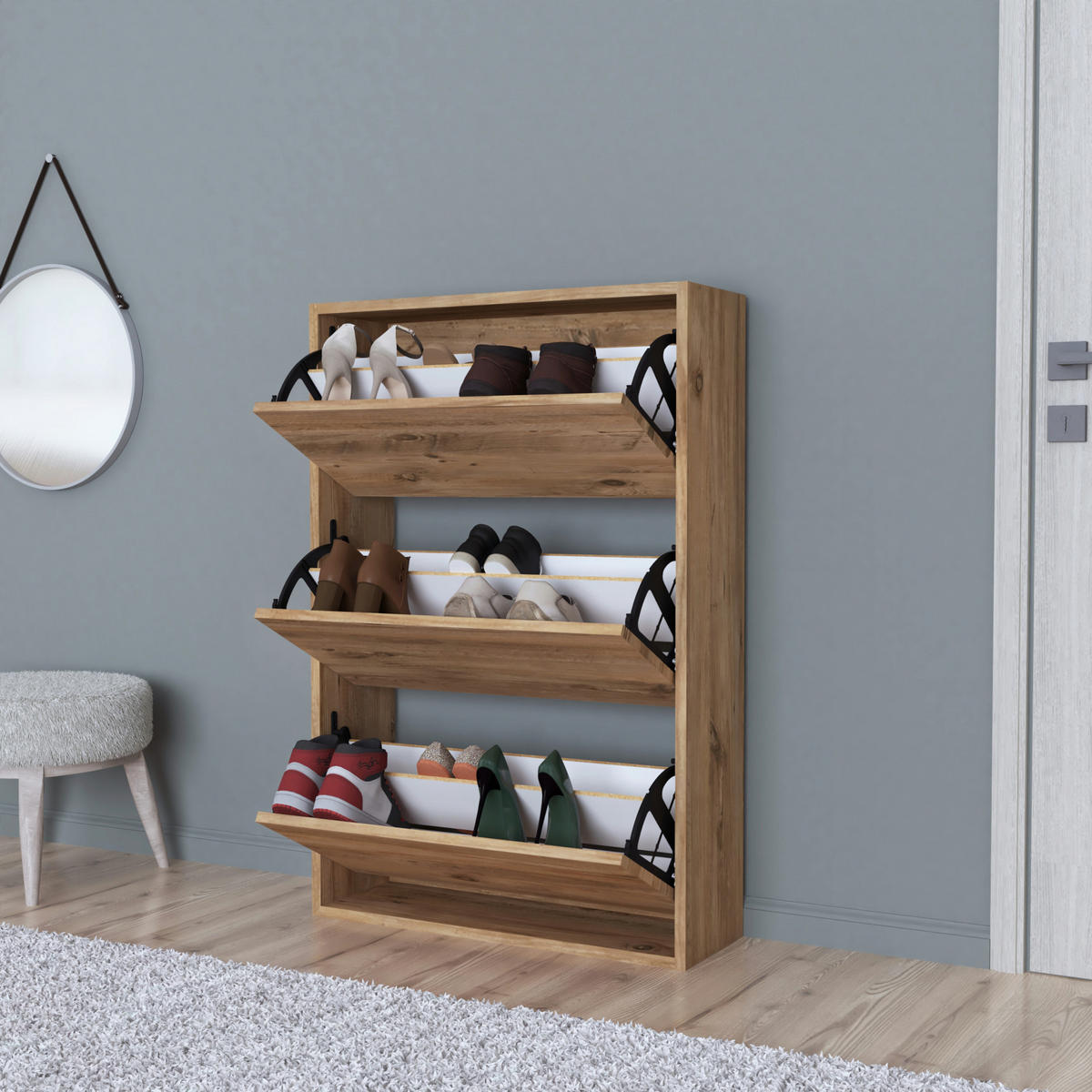 SCHUHKIPPER Aurskog - Eichefarben, Holzwerkstoff (73.5/110/24cm) - [en.casa]